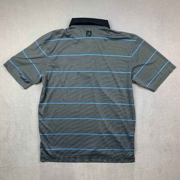 FootJoy Gray and Blue Striped Polo Shirt - Picture 8 of 9